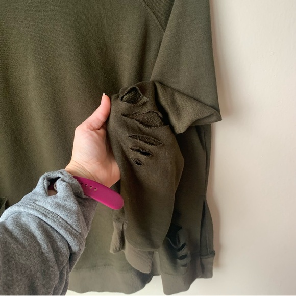 Buddy Love dark olive green distressed crewneck sweatshirt - Picture 4 of 6